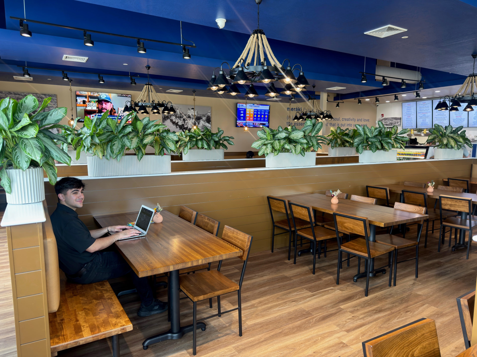 Furnished restaurant dining space